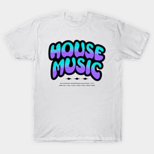 HOUSE MUSIC  - Bubble Outline Two Tone (black/purple/blue) T-Shirt